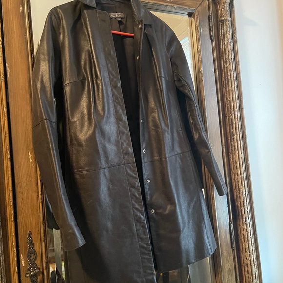 Y2K 90s classiques entier Black Genuine leather jacket xxs - Picture 5 of 8